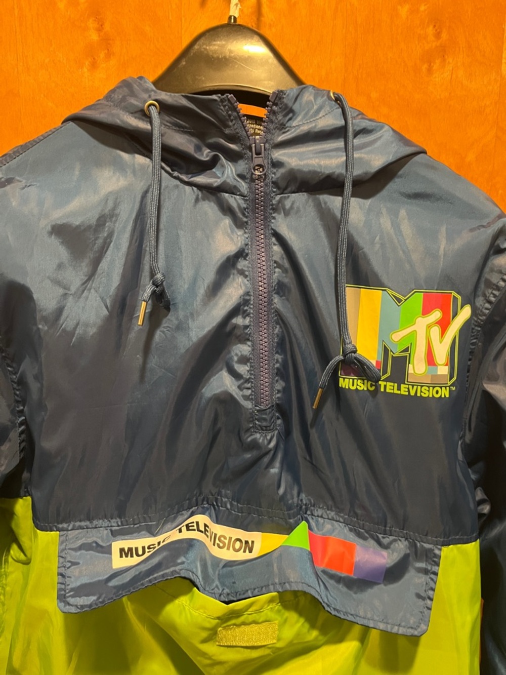 MTV Navy and Lime Colorblock Hooded Pullover Jacket - Picture 11 of 11